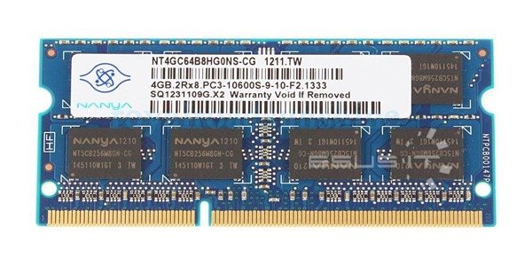 Memory RAM 1x 4GB Nanya SO-DIMM DDR3 1333MHz PC3-10600 | NT4GC64B8HG0NS-CG