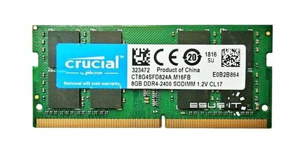 Memory RAM 1x 8GB Crucial SO-DIMM DDR4 2400MHz PC4-19200 | CT8G4SFD824A