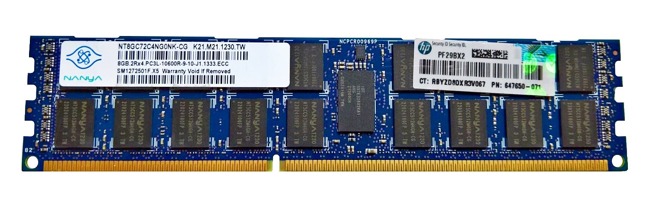 Memory RAM 1x 8GB Nanya ECC REGISTERED DDR3  1333MHz PC3-10600 RDIMM | NT8GC72C4NG0NK-CG